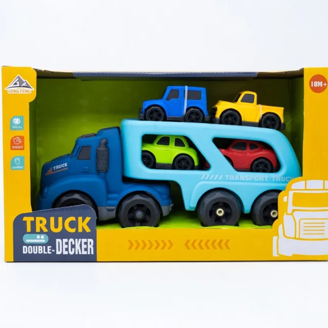 Double Decker Car Carrier Transport Truck - Blue