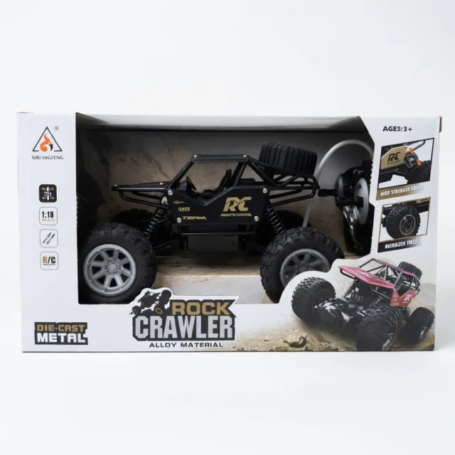 Rock Crawler RC მანქანა – 1:18 ალუმინი (სხვადასხვა ფერი) - შავი