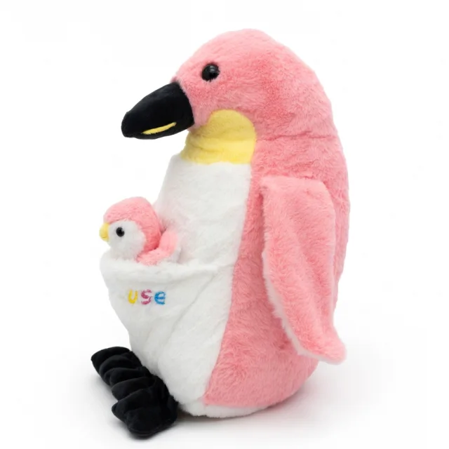 Penguin Plush with Baby (Assorted Colors) - Pink