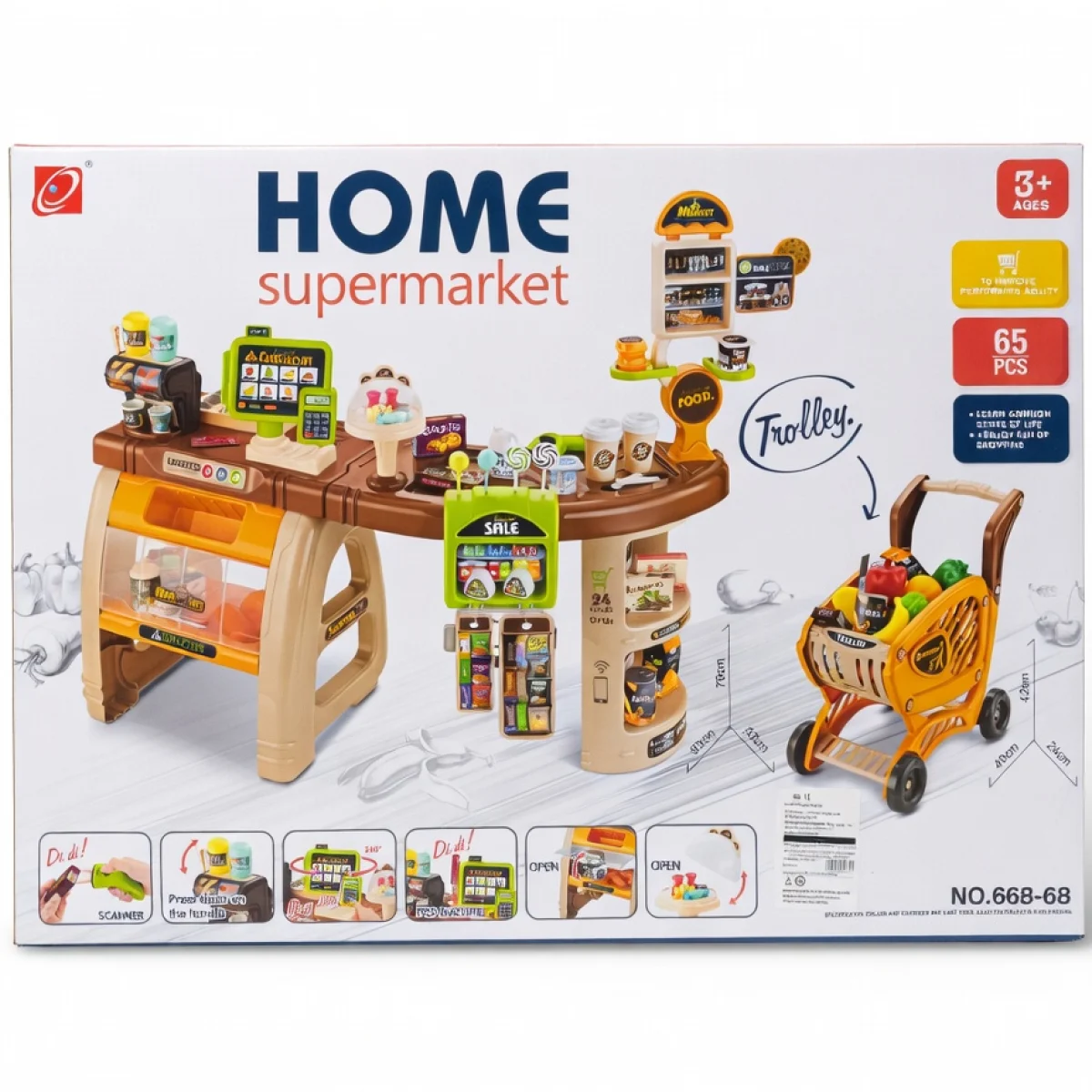 Home Supermarket Playset – 65 pcs with Trolley