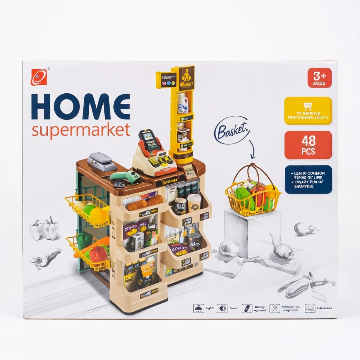 Cash Register and Grocery Playset – 48 pcs