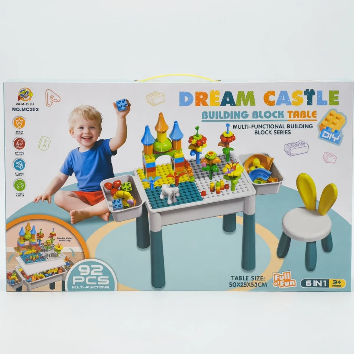 Dream Castle Building Block Table – 92 pcs (6-in-1)